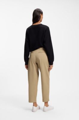 Loose-fit chinos in stretch-cotton twill, Beige