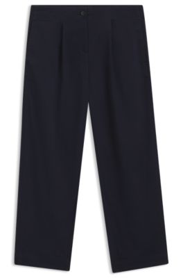 Loose-fit chinos in stretch-cotton twill, Dark Blue