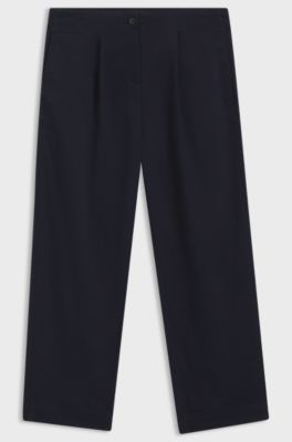 Loose-fit chino's in keperstof van stretchkatoen, Donkerblauw