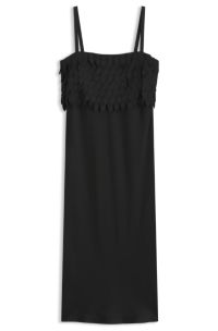 Long-length strappy dress with laser-cut details, Black