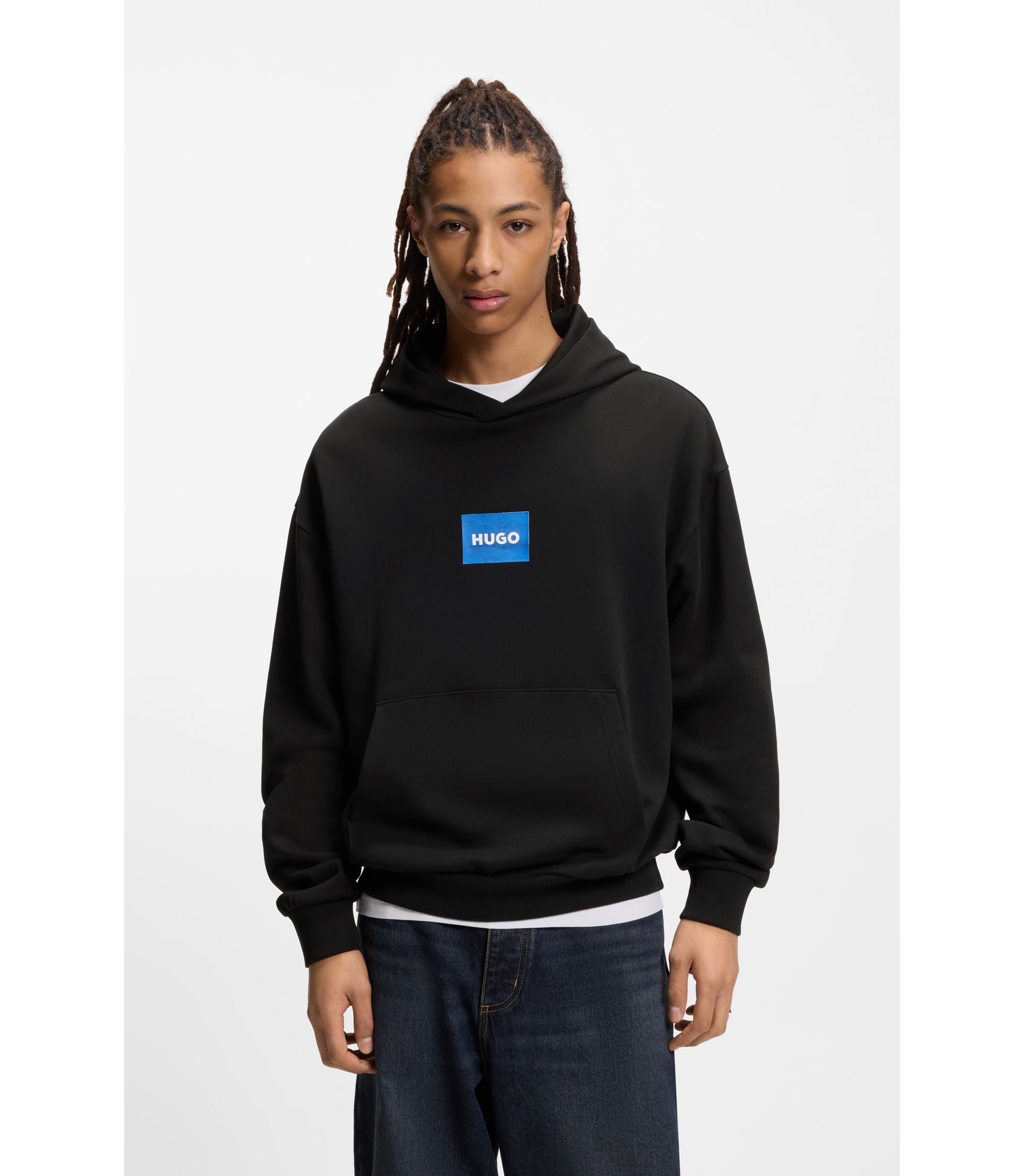 Hoodie aus Baumwoll-Terry mit blauem Logo