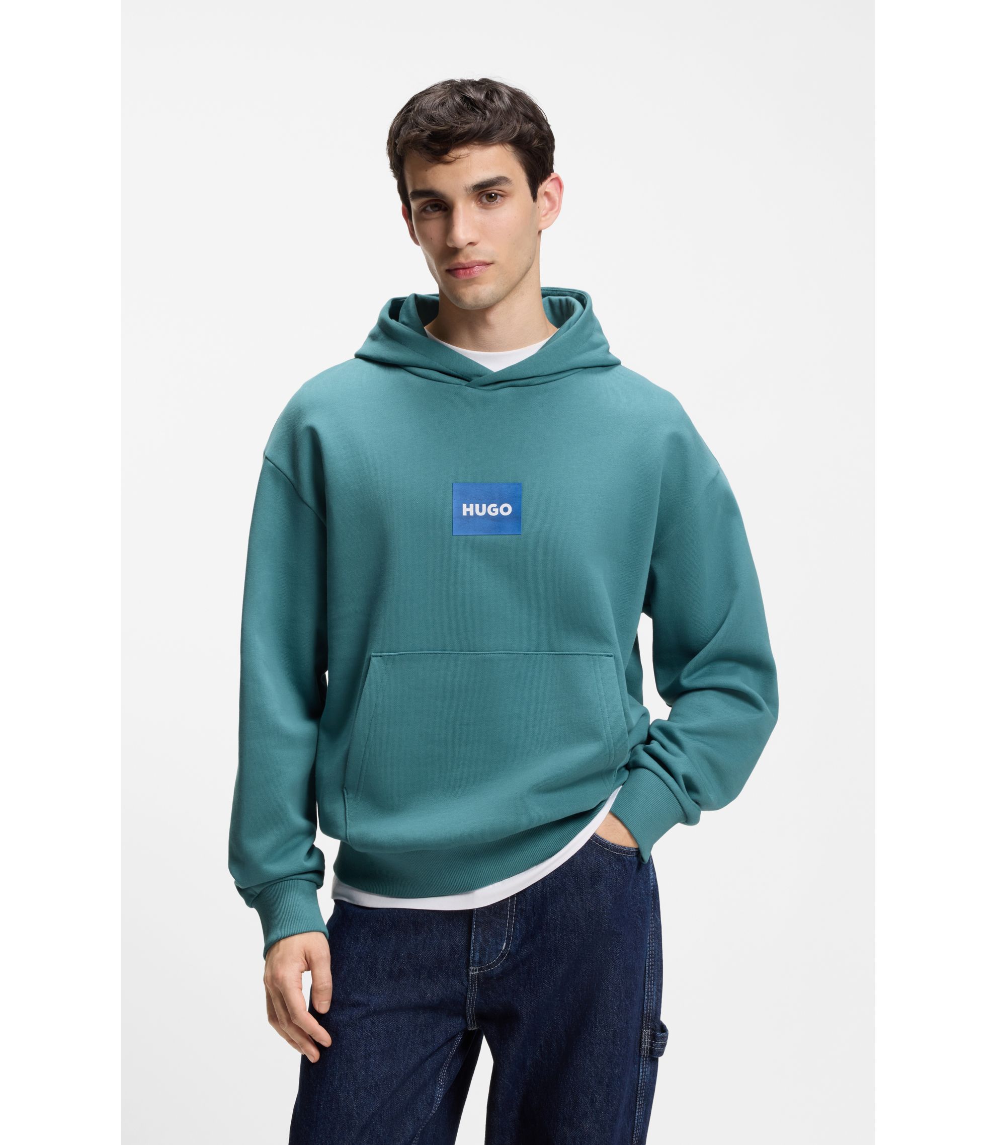 Hoodie aus Baumwoll-Terry mit blauem Logo