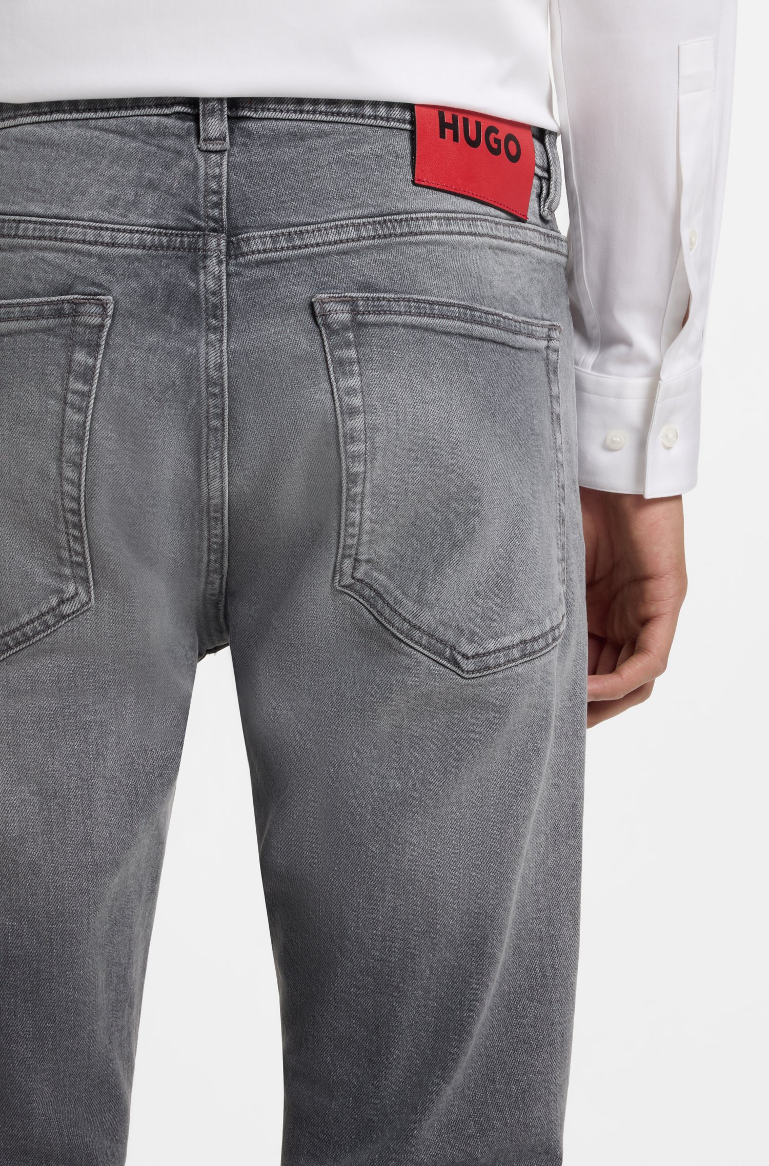 Hugo Extra-slim-fit jeans in grey stretch denim herr – bild 3