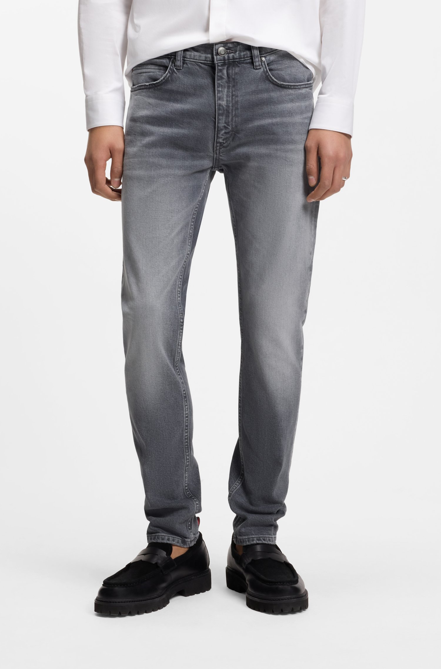 Hugo Extra-slim-fit jeans in grey stretch denim herr