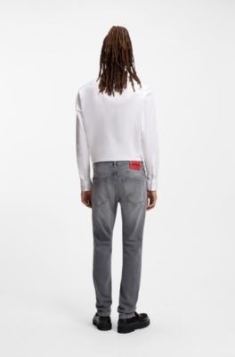 Extra-slim-fit jeans in grey stretch denim, Grey