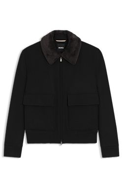 Wool-cashmere coat with faux-fur collar