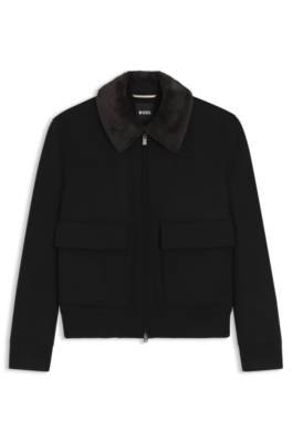 Wool-cashmere coat with faux-fur collar 1