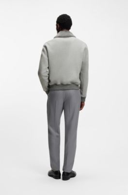 Wool-cashmere coat with faux-fur collar, Silver