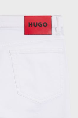 Jean Slim en denim stretch blanc, Blanc