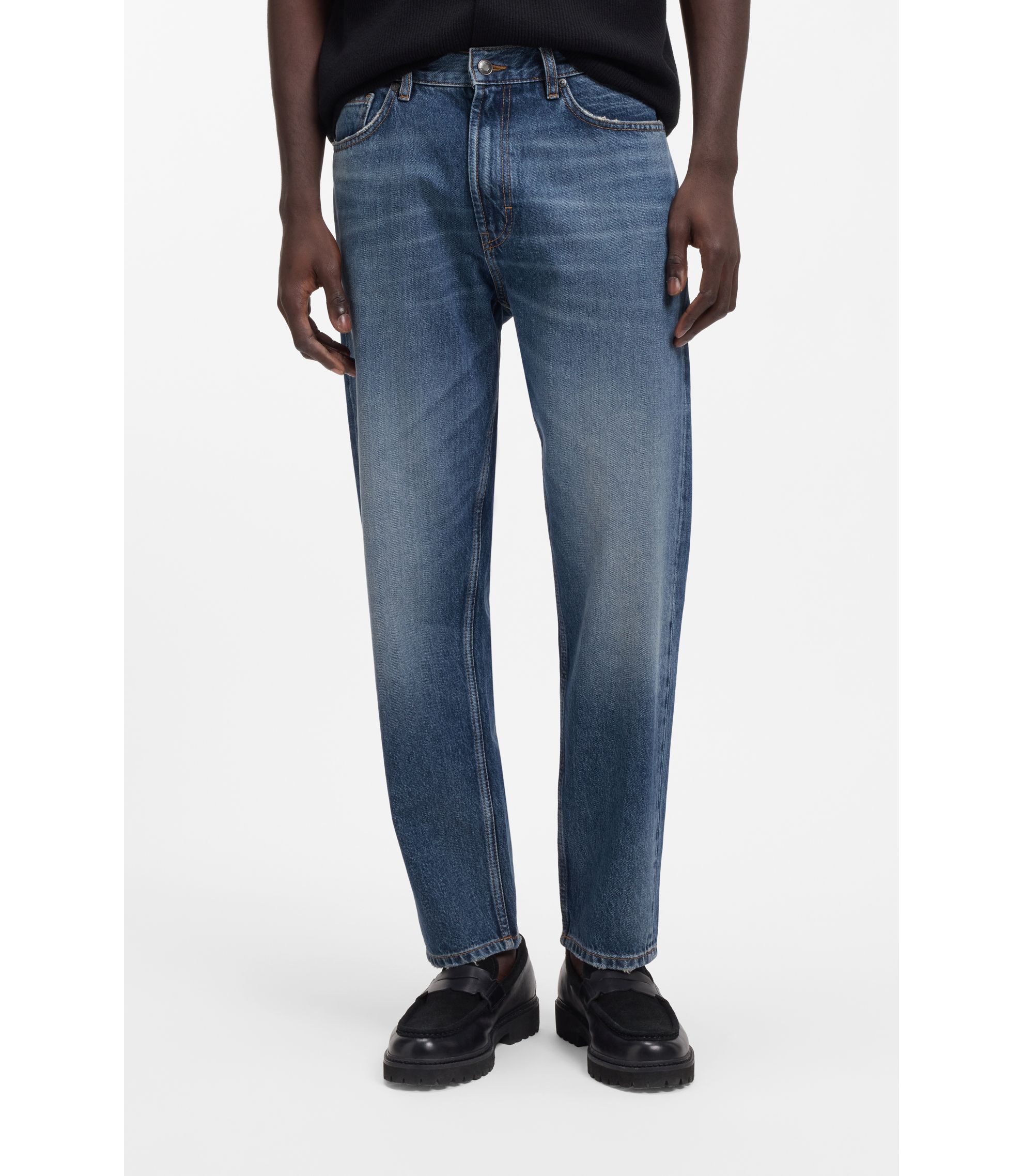 Relaxed-Fit Jeans aus blauem Denim aus ägyptischer Baumwolle
