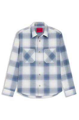 Oversized-fit shirt in checked cotton twill 1