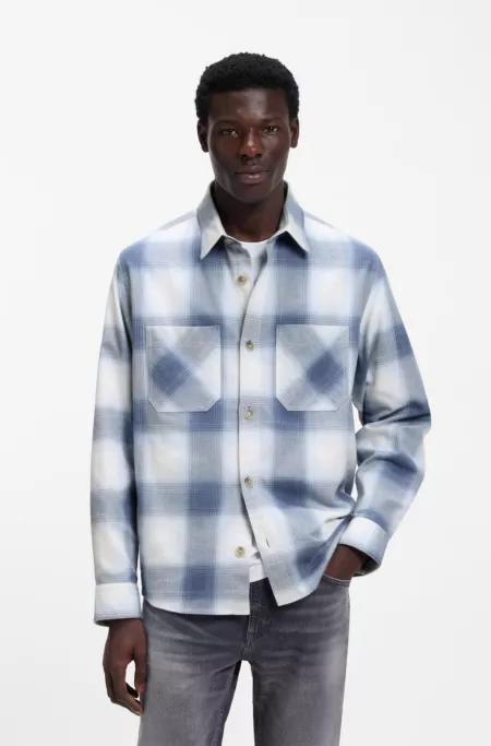 Oversized-fit shirt in checked cotton twill