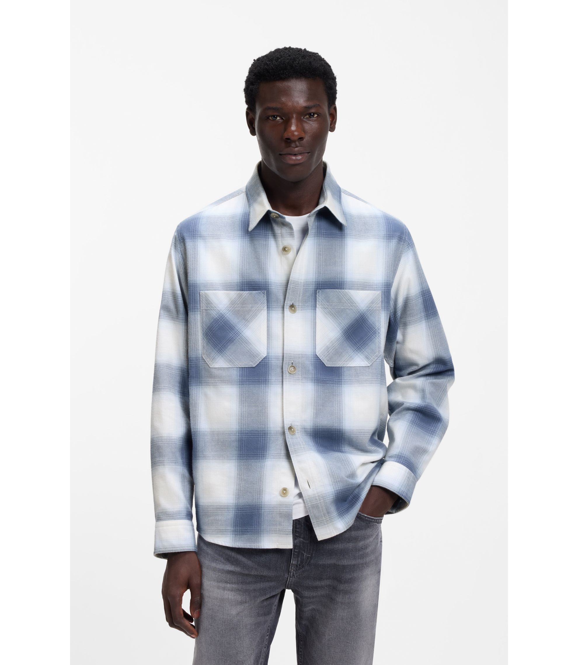 Kariertes Oversized Hemd aus Baumwoll-Twill