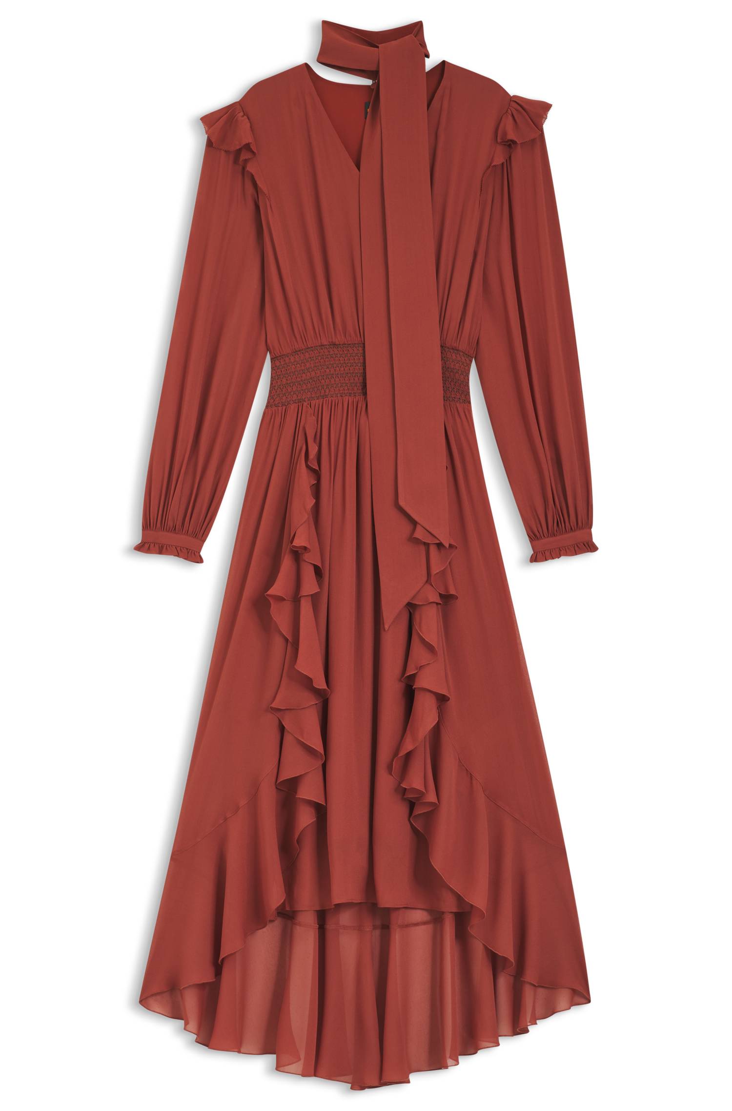 Boss Detachable-scarf dress in crepe georgette klänningar dam – bild 4