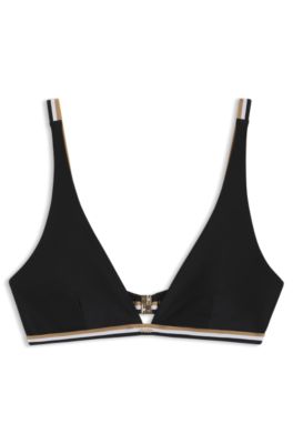 Triangle bra with signature-stripe elastic, Black