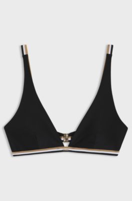 Triangle bra with signature-stripe elastic, Black