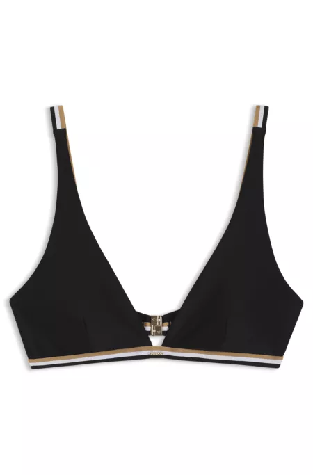 Triangle bra with signature-stripe elastic