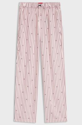 Pyjama bottoms with stripes and stacked logos, light pink