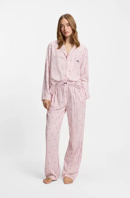 Bas de pyjama à rayures et logos empilés