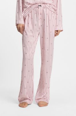 Pyjama bottoms with stripes and stacked logos, light pink