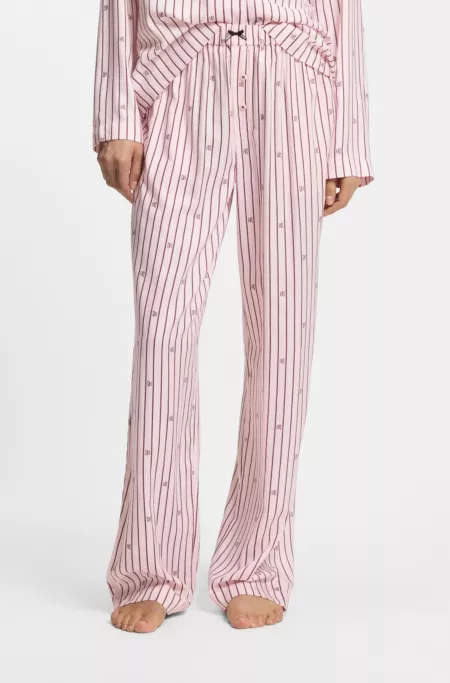 Bas de pyjama à rayures et logos empilés