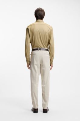Regular-fit shirt in performance-stretch Oxford jersey, Beige