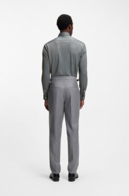 Regular-fit shirt in performance-stretch Oxford jersey, Dark Grey