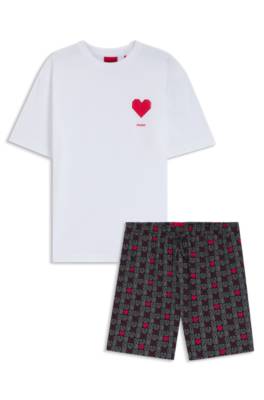 Hugo Gift-boxed pyjama set in cotton with heart print pyjamas herr – bild 4