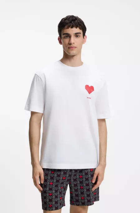 Pyjama en coton à imprimé cœur, dans une boîte cadeau