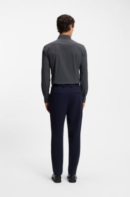 Slim-fit shirt in printed performance-stretch jersey, Blue Patterned