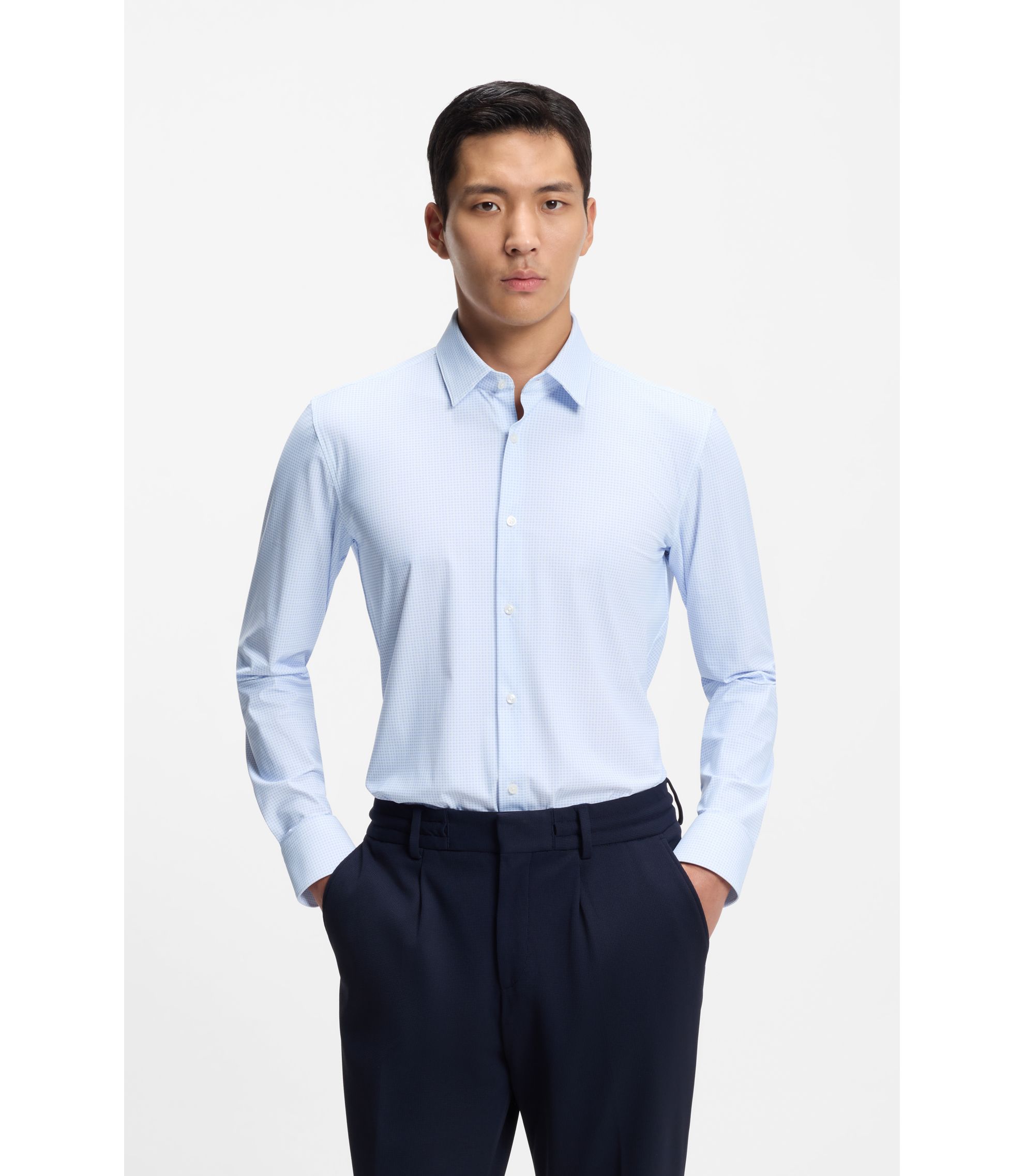 Bedrucktes Slim-Fit Hemd aus Performance-Stretch-Jersey