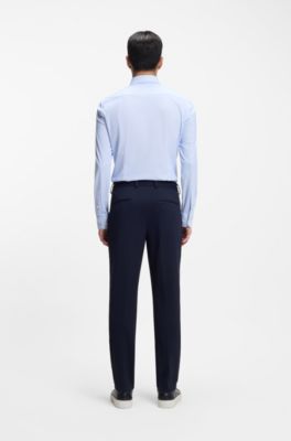 Slim-fit shirt in printed performance-stretch jersey, Light Blue Patterned