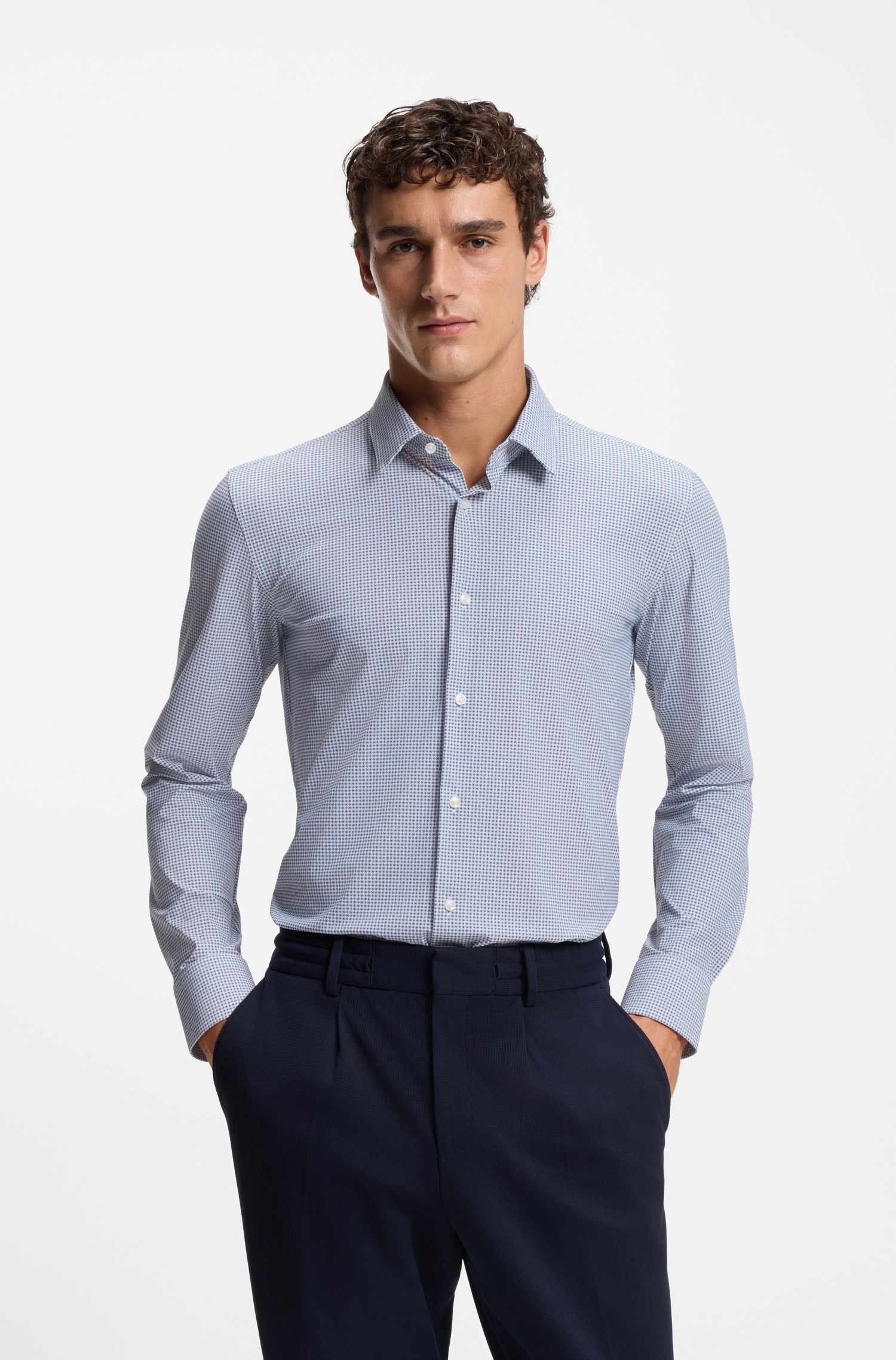 Boss Slim-fit shirt in printed performance-stretch jersey t-shirts herr