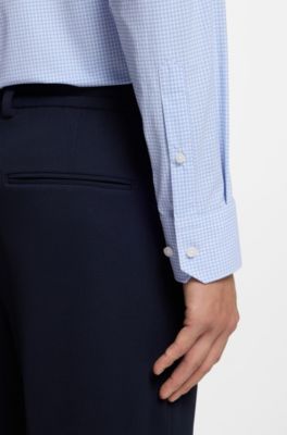 Chemise Regular en tissu stretch performant &agrave; carreaux, bleu clair