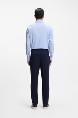 Camicia regular fit in tessuto elasticizzato ad alte prestazioni a quadri, Celeste