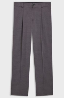 Modern-fit trousers in pin-check stretch fabric, Grey Patterned