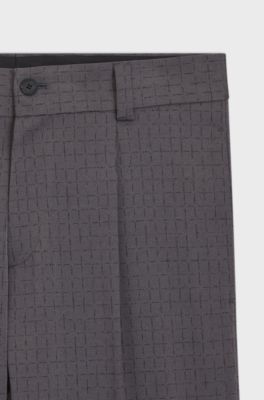 Modern-fit broek van geruit stretchmateriaal, Grijs met dessin