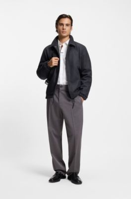 Modern-fit trousers in pin-check stretch fabric, Grey Patterned