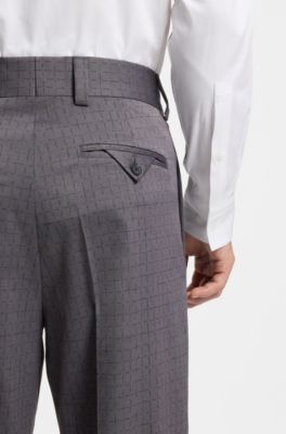 Modern-fit trousers in pin-check stretch fabric, Grey Patterned