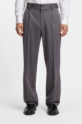 Modern-fit trousers in pin-check stretch fabric, Grey Patterned