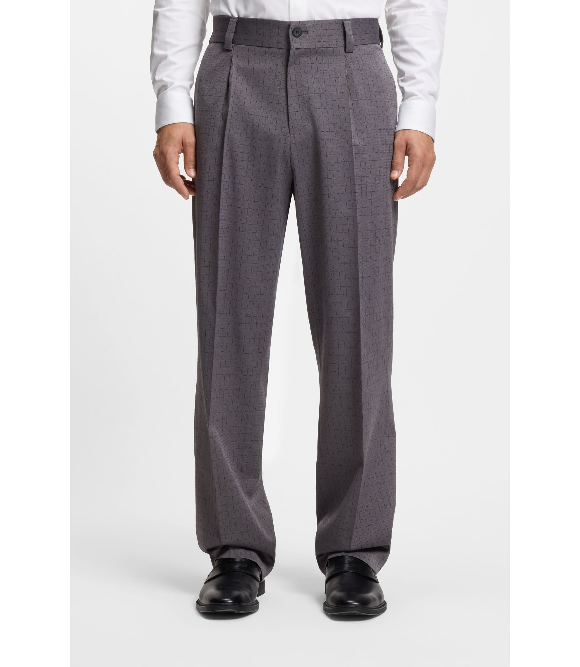 Modern-Fit Hose aus Stretch-Gewebe mit unterbrochenem Karo-Muster