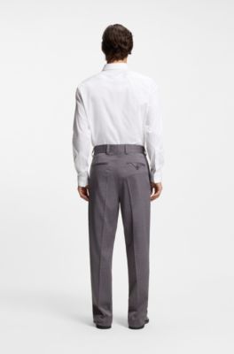 Modern-Fit Hose aus Stretch-Gewebe mit unterbrochenem Karo-Muster, Grau gemustert