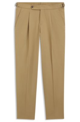 Pantaloni con fit affusolato in cotone elasticizzato, Beige
