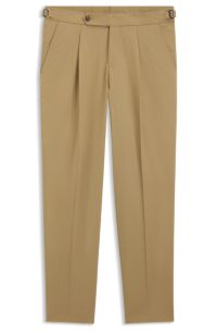 Tapered-fit trousers in stretch cotton, Beige