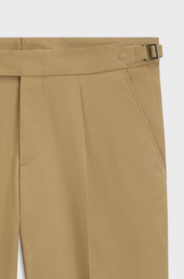 Tapered-fit trousers in stretch cotton, Beige