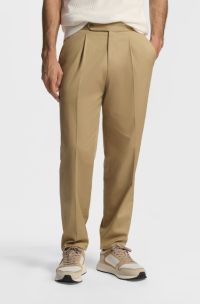 Pantalon Tapered en coton stretch, Beige