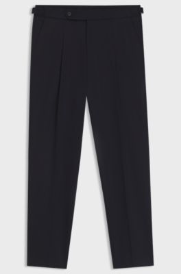 Pantaloni con fit affusolato in cotone elasticizzato, Blu scuro