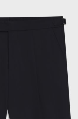 Tapered-fit trousers in stretch cotton, Dark Blue