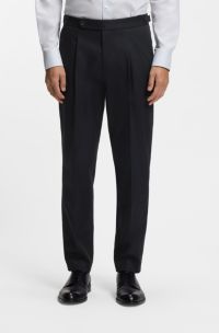 Tapered-fit trousers in stretch cotton, Dark Blue