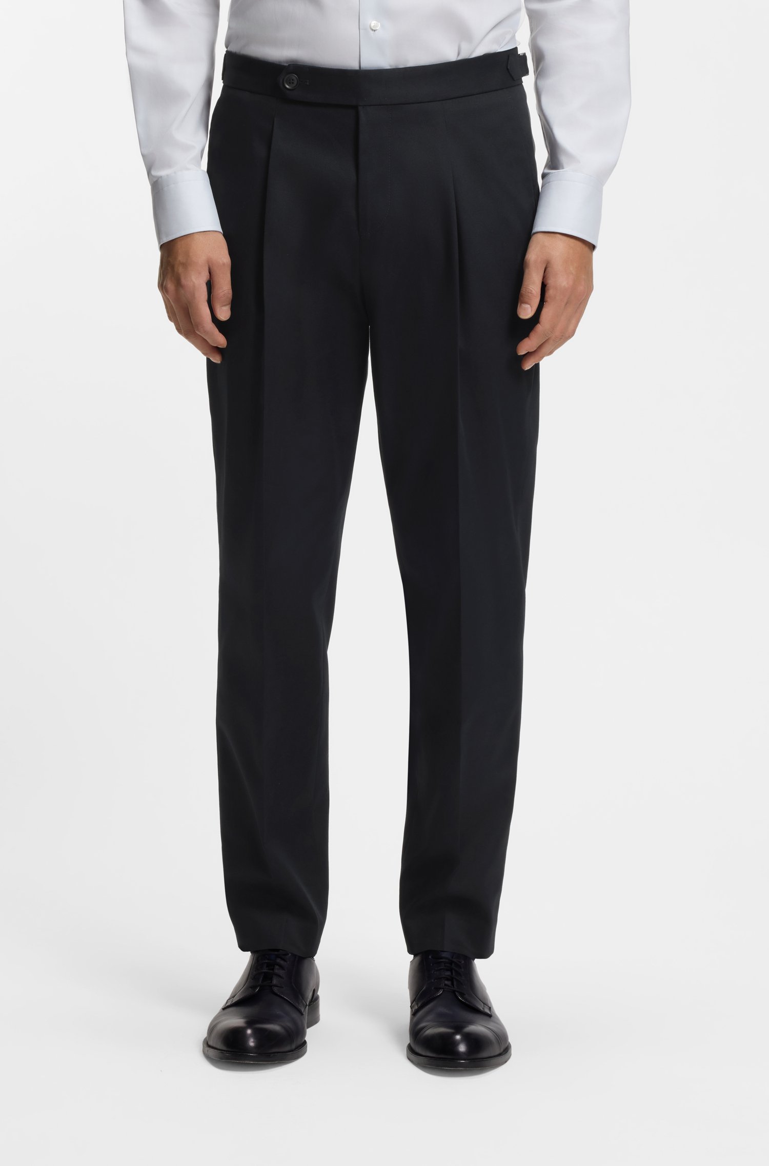 Boss Tapered-fit trousers in stretch cotton byxor herr